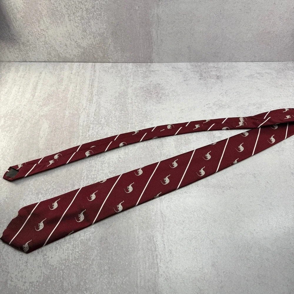 Smithsonian Institution Red White Stripe Apatosarus Silk Blend Tie Short Classic